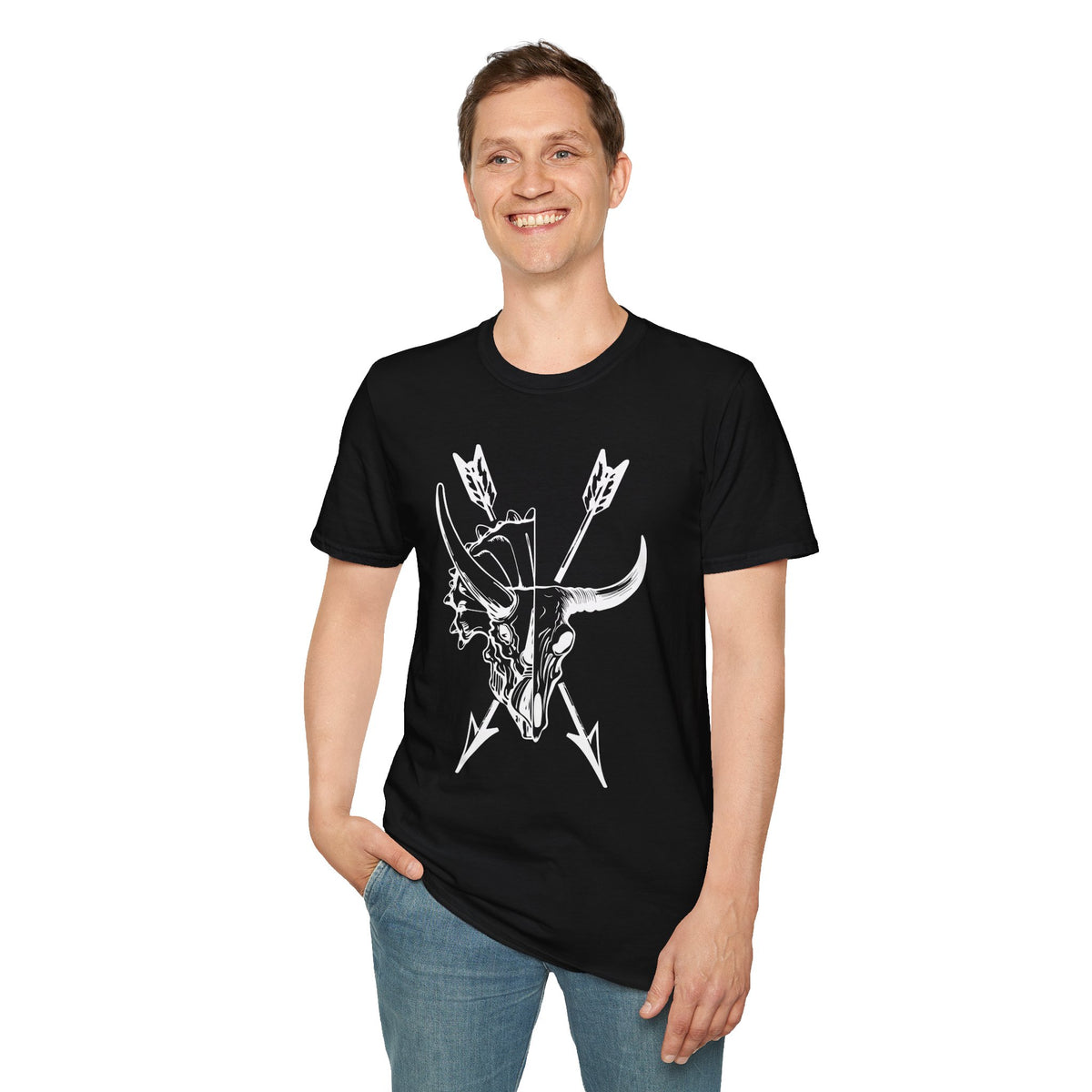 Triceratops and bison ancestors graphic t-shirt design