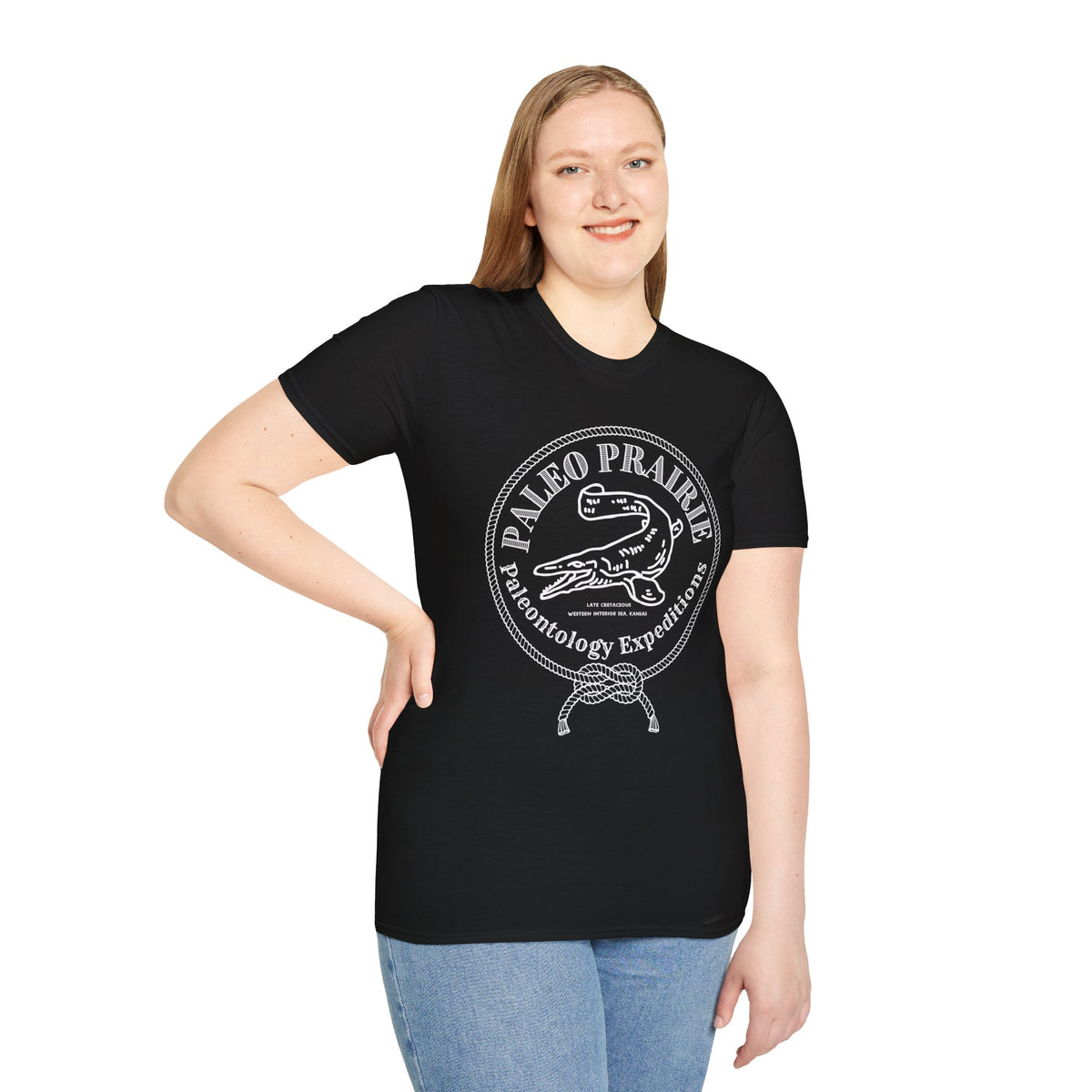 Paleo Prairie Expeditions Mosasaur emblem t-shirt design