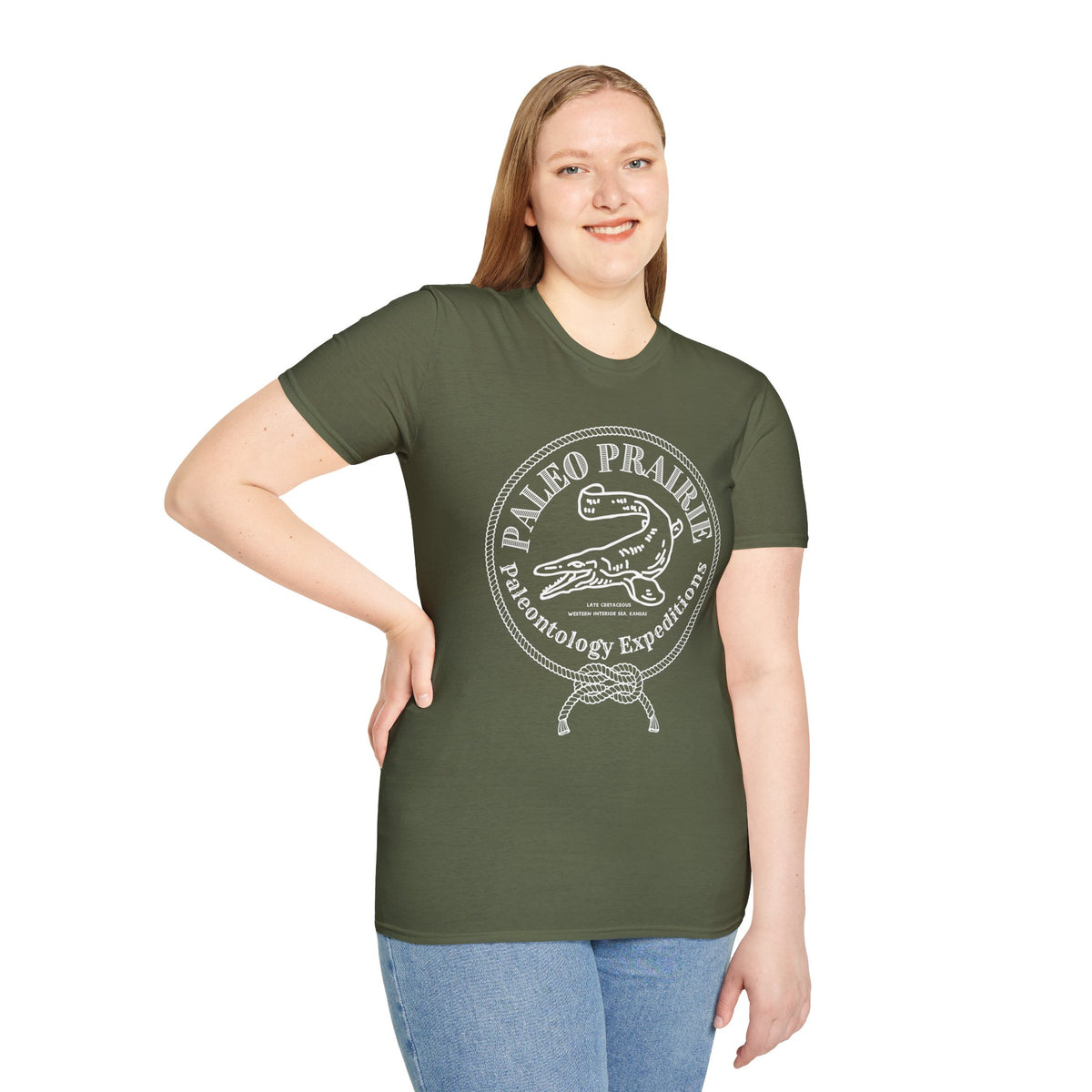Paleo Prairie Expeditions Mosasaur emblem t-shirt design