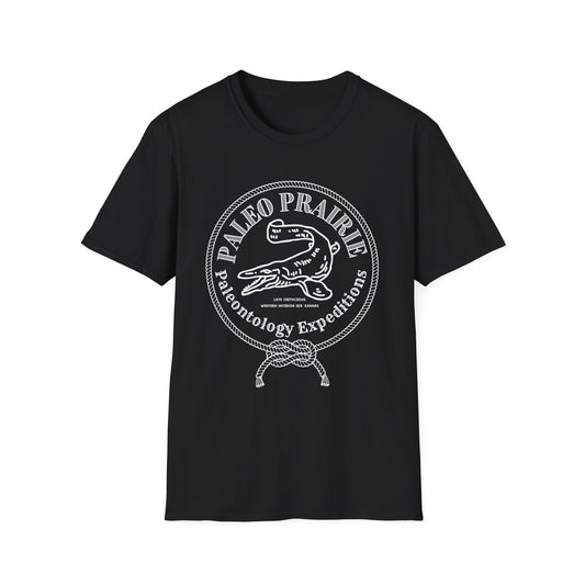 Paleo Prairie Expeditions Mosasaur emblem t-shirt design