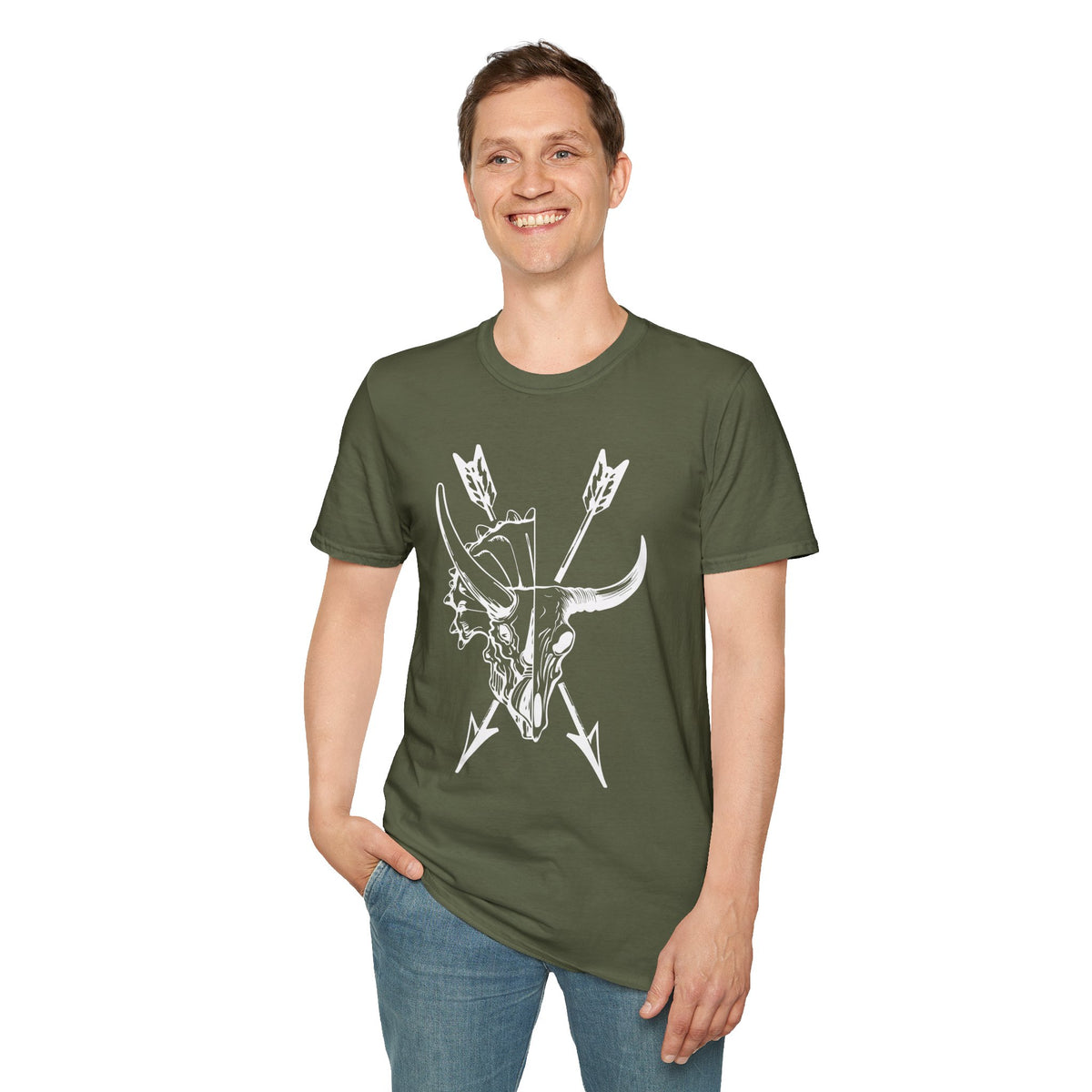 Triceratops and bison ancestors graphic t-shirt design